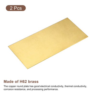 Harfington Uxcell Brass Sheet, 2 x H62 Metal Sheets Plates 4" Length x 2" Width x 0.02" Thickness