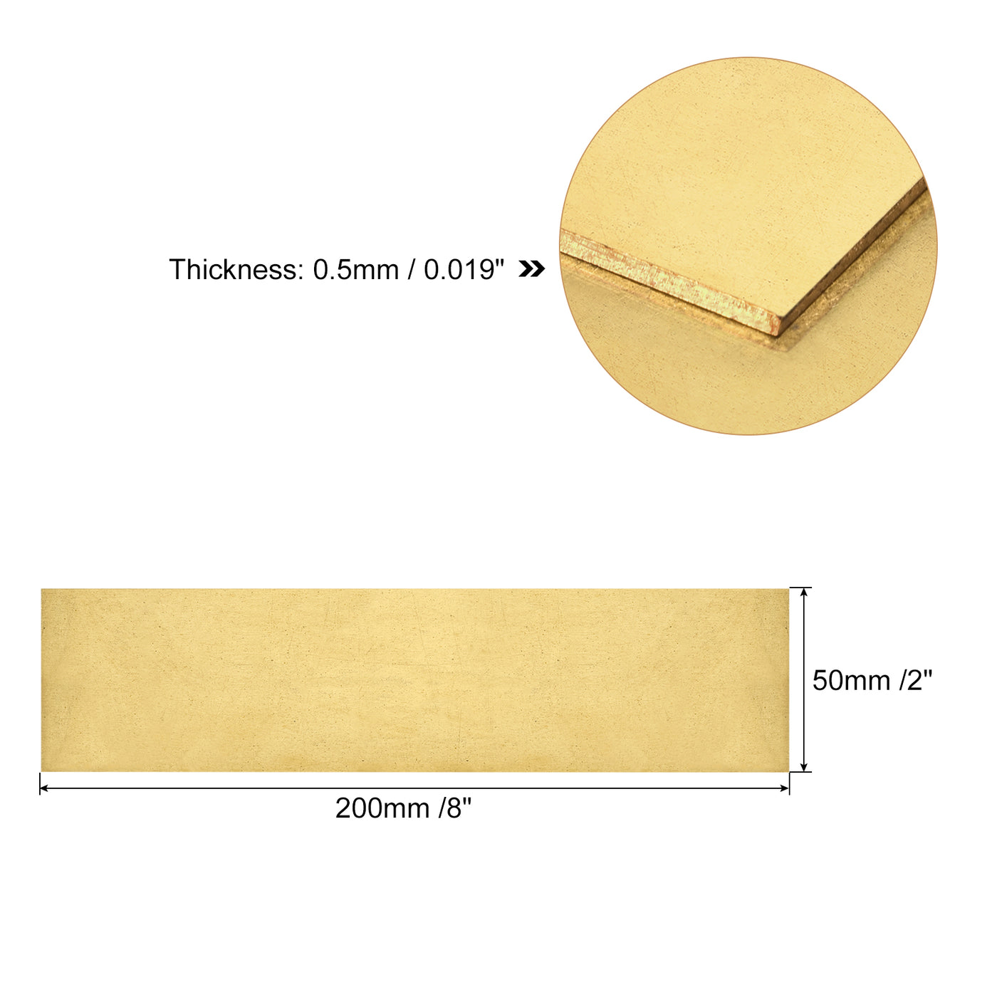 uxcell Uxcell Brass Sheet, 1 x H62 Metal Sheets Plates 8" Length x 2" Width x 0.02" Thickness