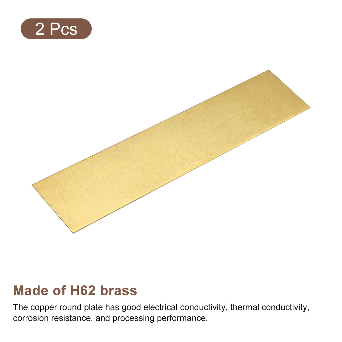 uxcell Uxcell Brass Sheet, 2 x H62 Metal Sheets Plates 8" Length x 2" Width x 0.02" Thickness