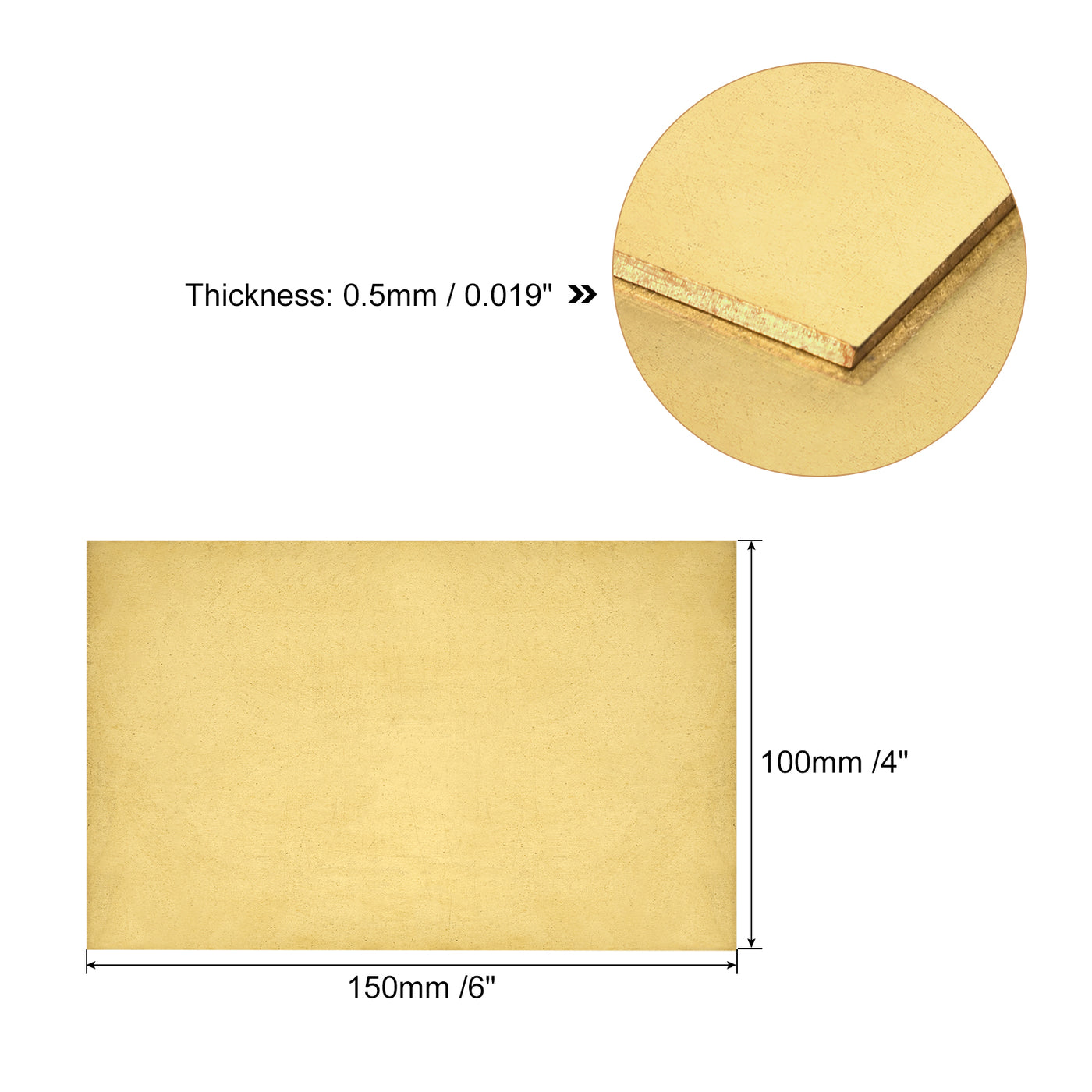 uxcell Uxcell Brass Sheet, 1 x H62 Metal Sheets Plates 6" Length x 4" Width x 0.02" Thickness