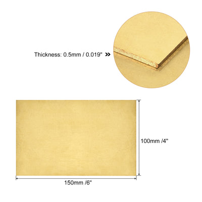 Harfington Uxcell Brass Sheet, 1 x H62 Metal Sheets Plates 6" Length x 4" Width x 0.02" Thickness