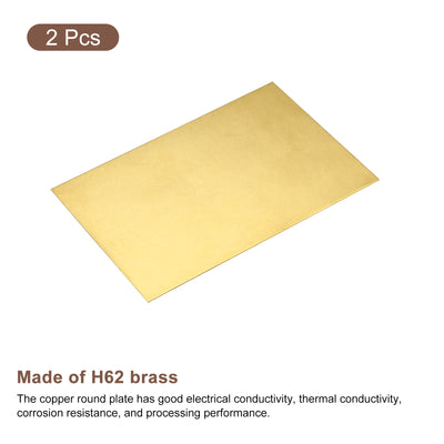 Harfington Uxcell Brass Sheet, 2 x H62 Metal Sheets Plates 6" Length x 4" Width x 0.02" Thickness