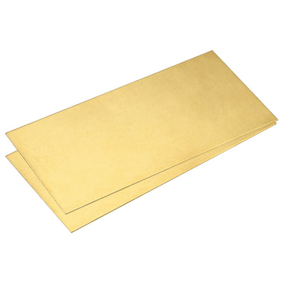 Harfington Uxcell Brass Sheet, 2 x H62 Metal Sheets Plates 4" Length x 2" Width x 0.024" Thickness