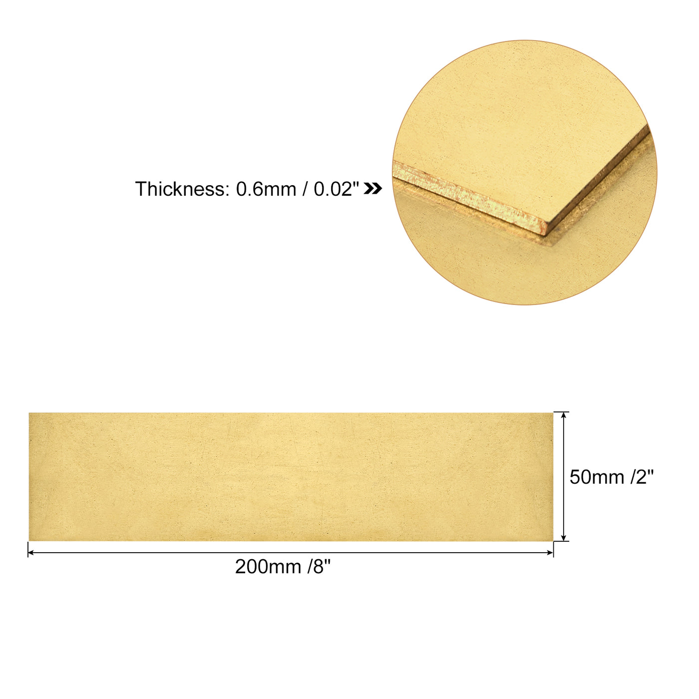 uxcell Uxcell Brass Sheet, 1 x H62 Metal Sheets Plates 8" Length x 2" Width x 0.024" Thickness