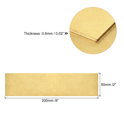 Harfington Uxcell Brass Sheet, 1 x H62 Metal Sheets Plates 8" Length x 2" Width x 0.024" Thickness