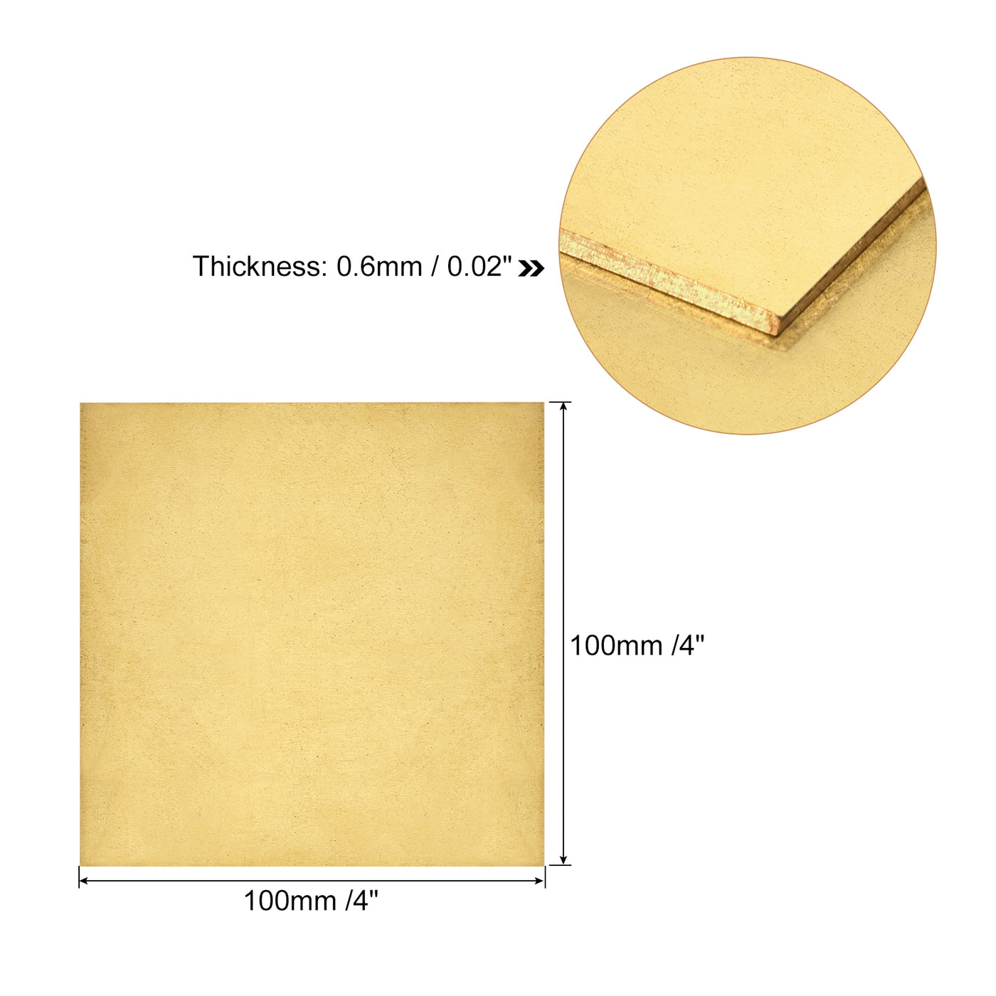 uxcell Uxcell Brass Sheet, 1 x H62 Metal Sheets Plates 4" Length x 4" Width x 0.024" Thickness