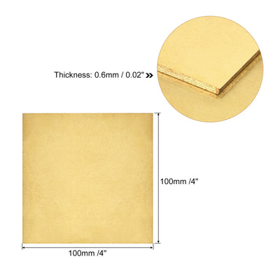 Harfington Uxcell Brass Sheet, 1 x H62 Metal Sheets Plates 4" Length x 4" Width x 0.024" Thickness