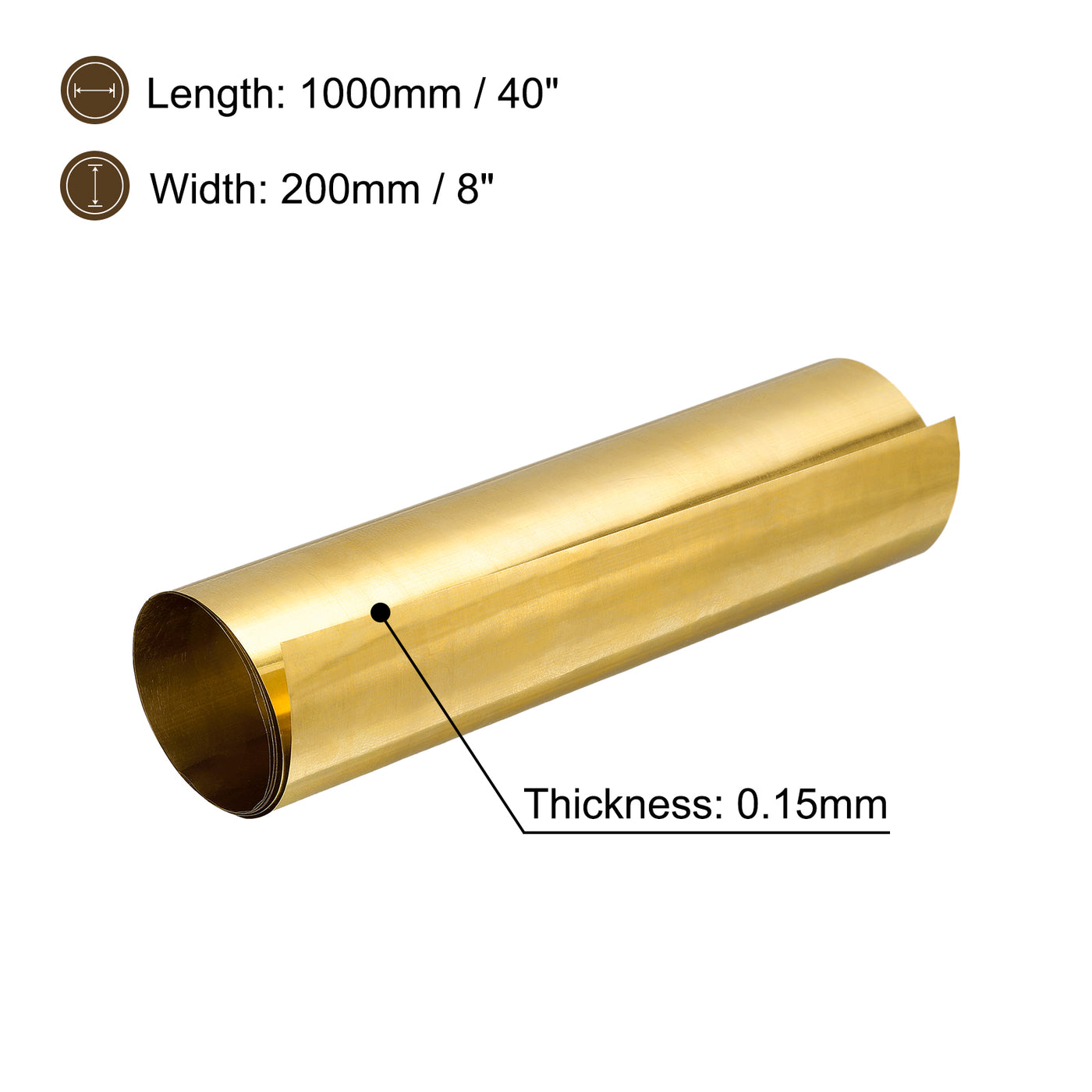 uxcell Uxcell Sheet Roll, 1Pcs x Metal Foil Plate 40" Length x 8" Width x 0.006" Thickness