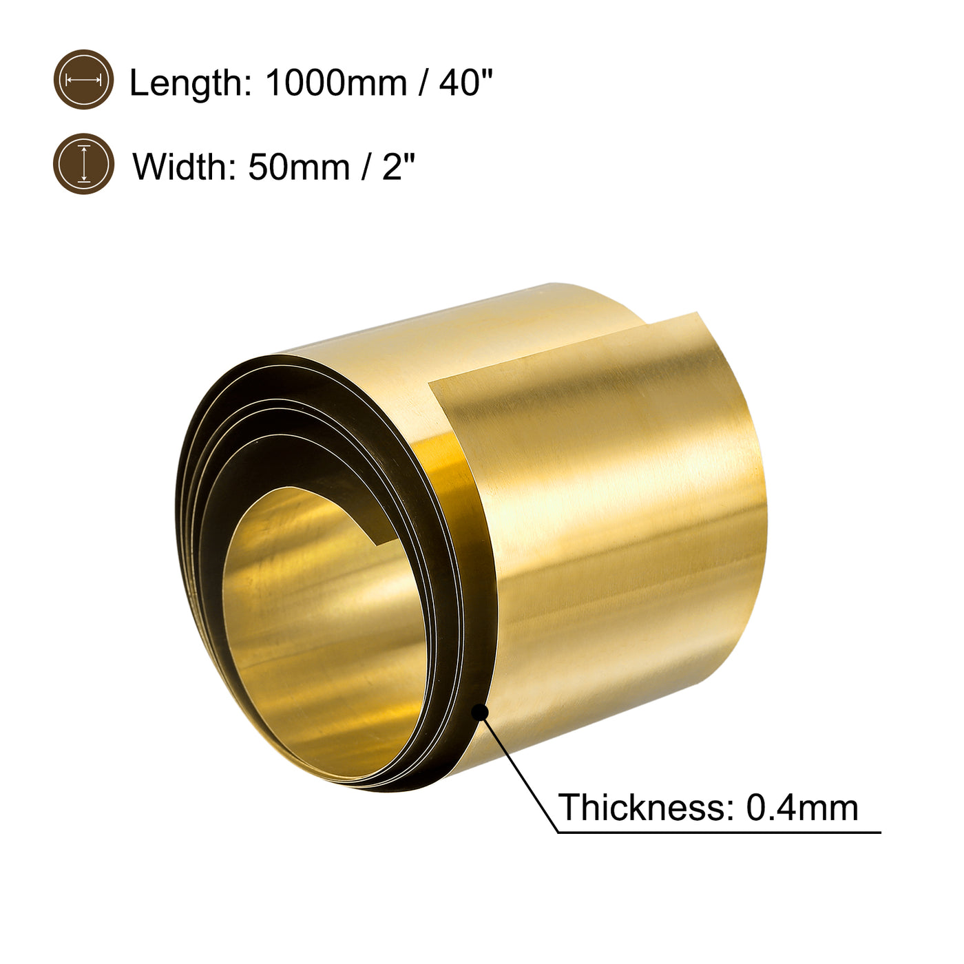 uxcell Uxcell Sheet Roll, 1Pcs x Metal Foil Plate 40" Length x 2" Width x 0.016" Thickness