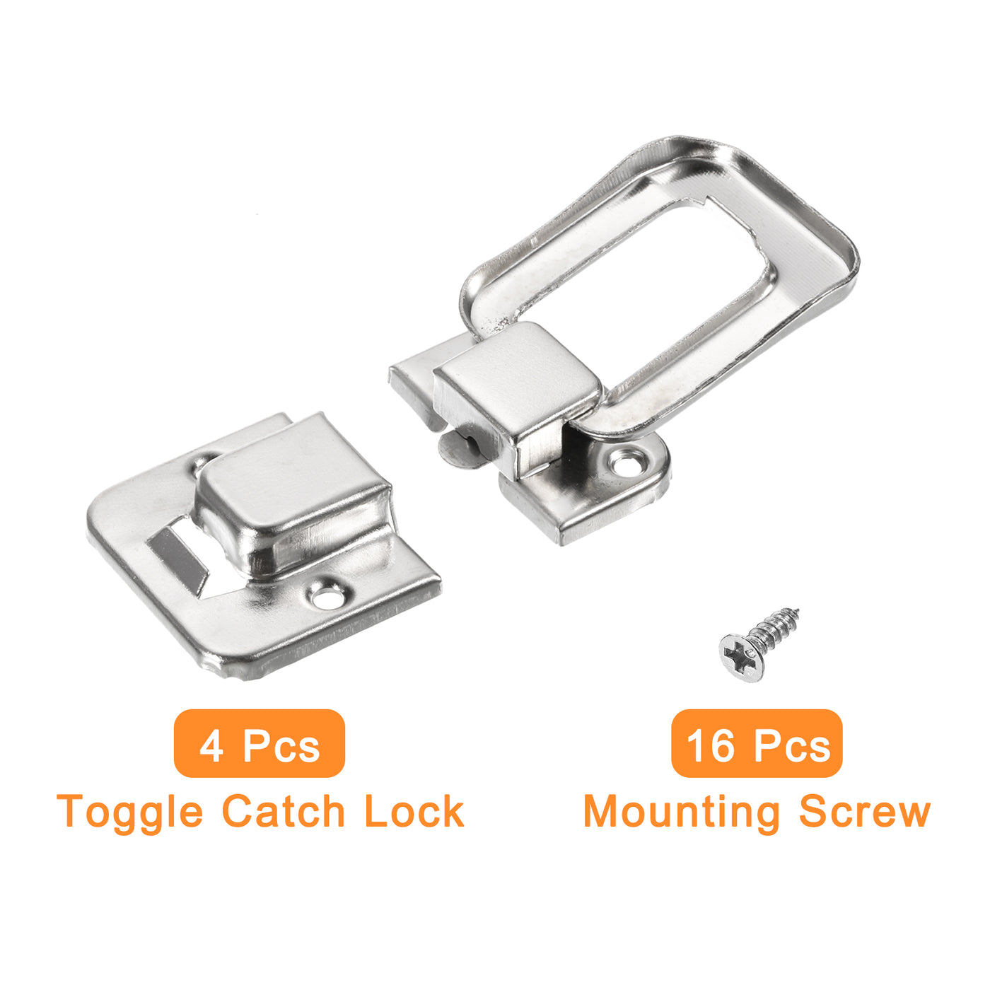 uxcell Uxcell 4Pcs 1.57" x 1.06" Iron Toggle Catch Lock for Box Wooden Case Toolbox, Silver