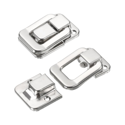 Harfington Uxcell 4Pcs 1.57" x 1.06" Iron Toggle Catch Lock for Box Wooden Case Toolbox, Silver