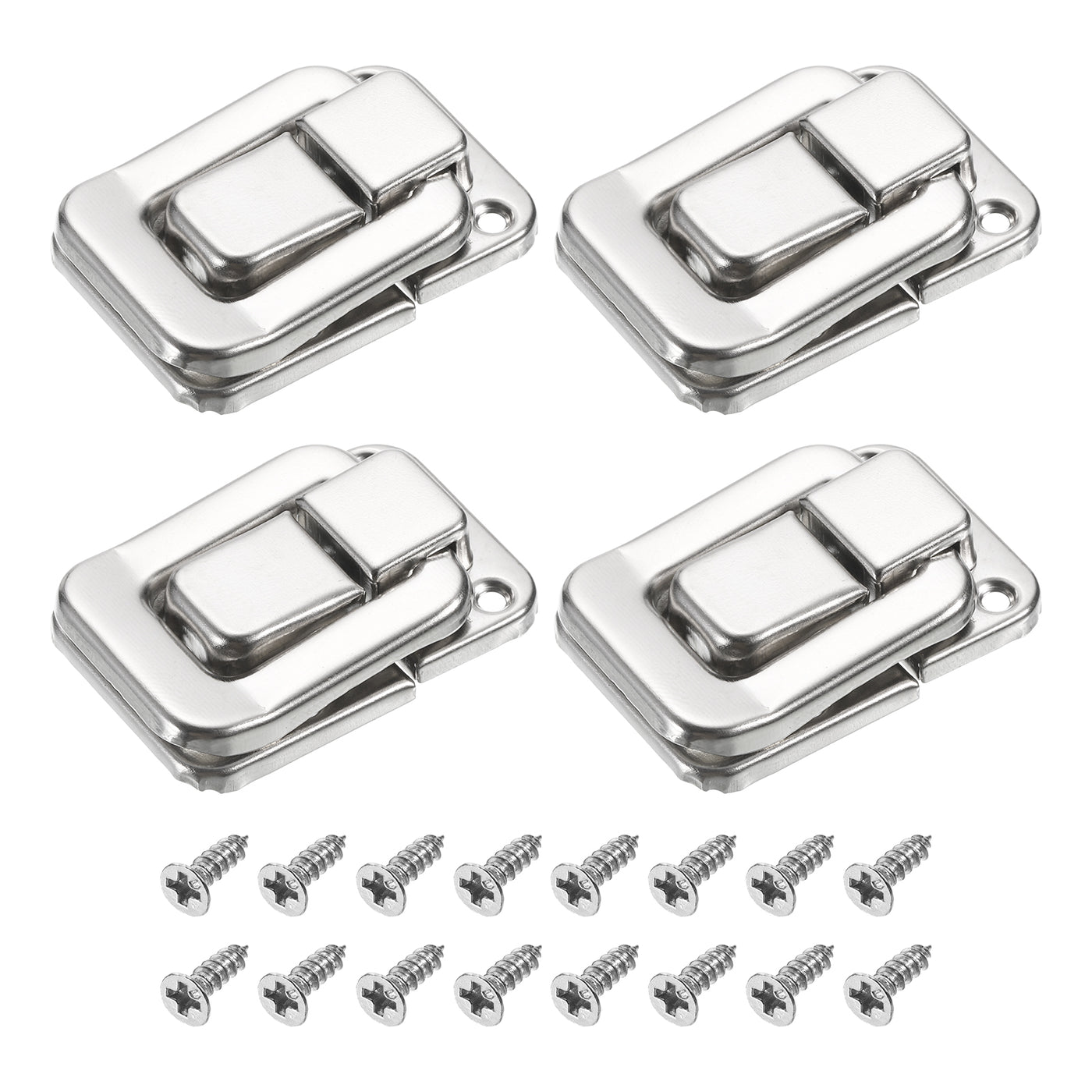 uxcell Uxcell 4Pcs 1.57" x 1.06" Iron Toggle Catch Lock for Box Wooden Case Toolbox, Silver