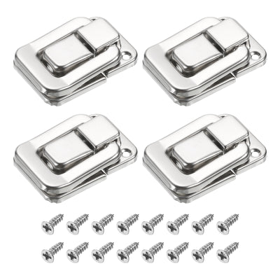 Harfington Uxcell 4Pcs 1.57" x 1.06" Iron Toggle Catch Lock for Box Wooden Case Toolbox, Silver