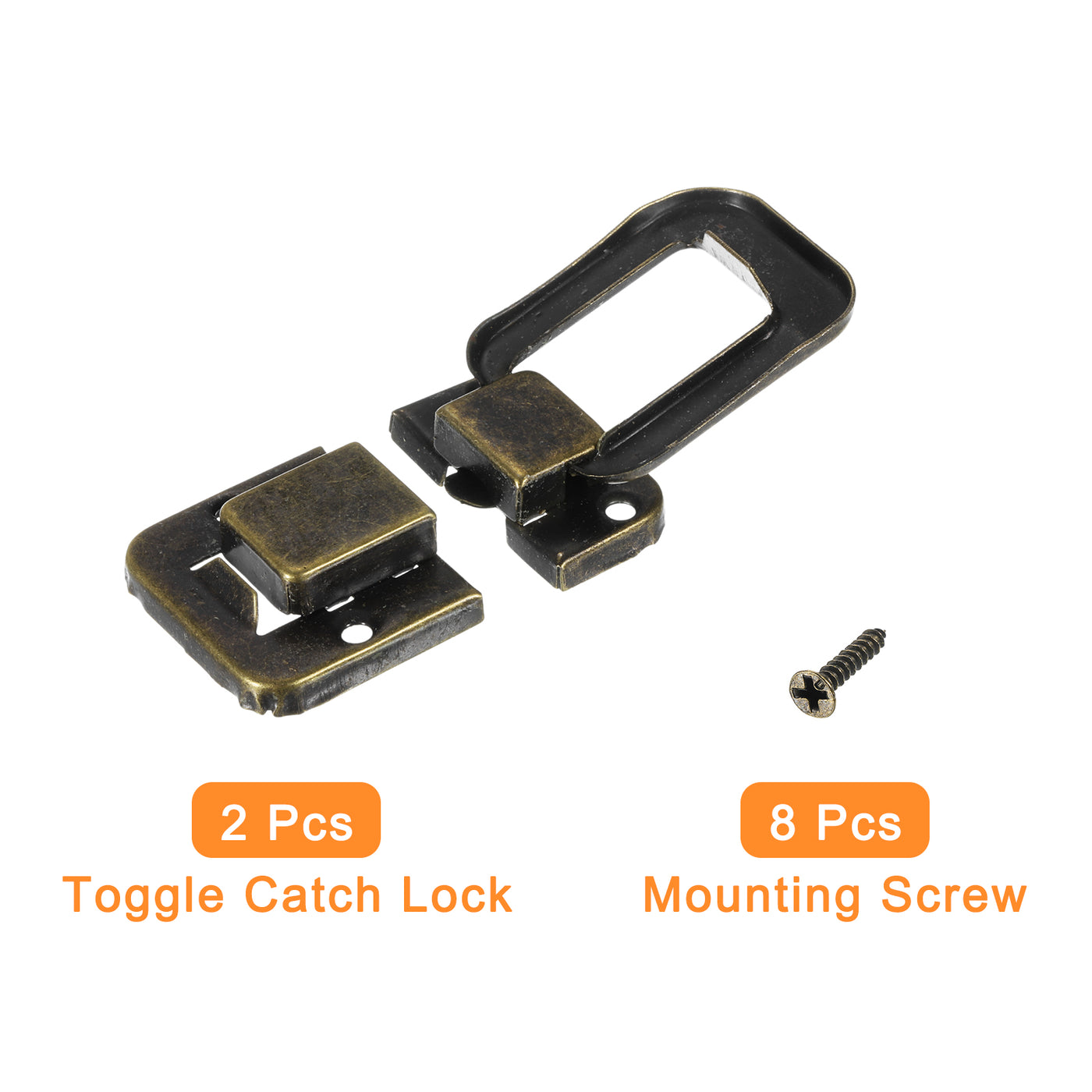 uxcell Uxcell 2Pcs 1.89" x 1.26" Iron Toggle Catch Lock for Box Wooden Case Toolbox, Bronze