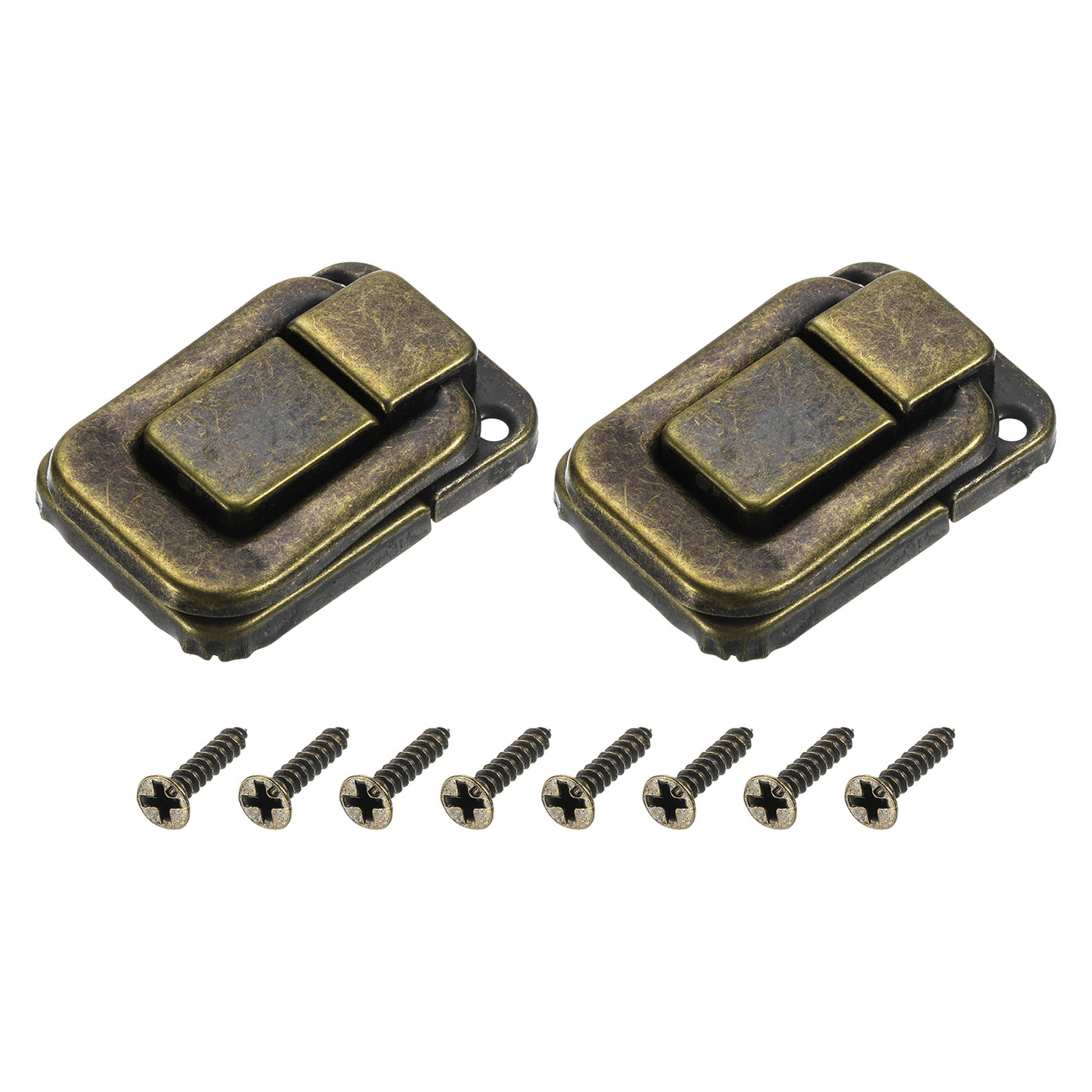 uxcell Uxcell 2Pcs 1.89" x 1.26" Iron Toggle Catch Lock for Box Wooden Case Toolbox, Bronze