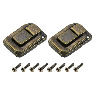 Harfington Uxcell 2Pcs 1.89" x 1.26" Iron Toggle Catch Lock for Box Wooden Case Toolbox, Bronze