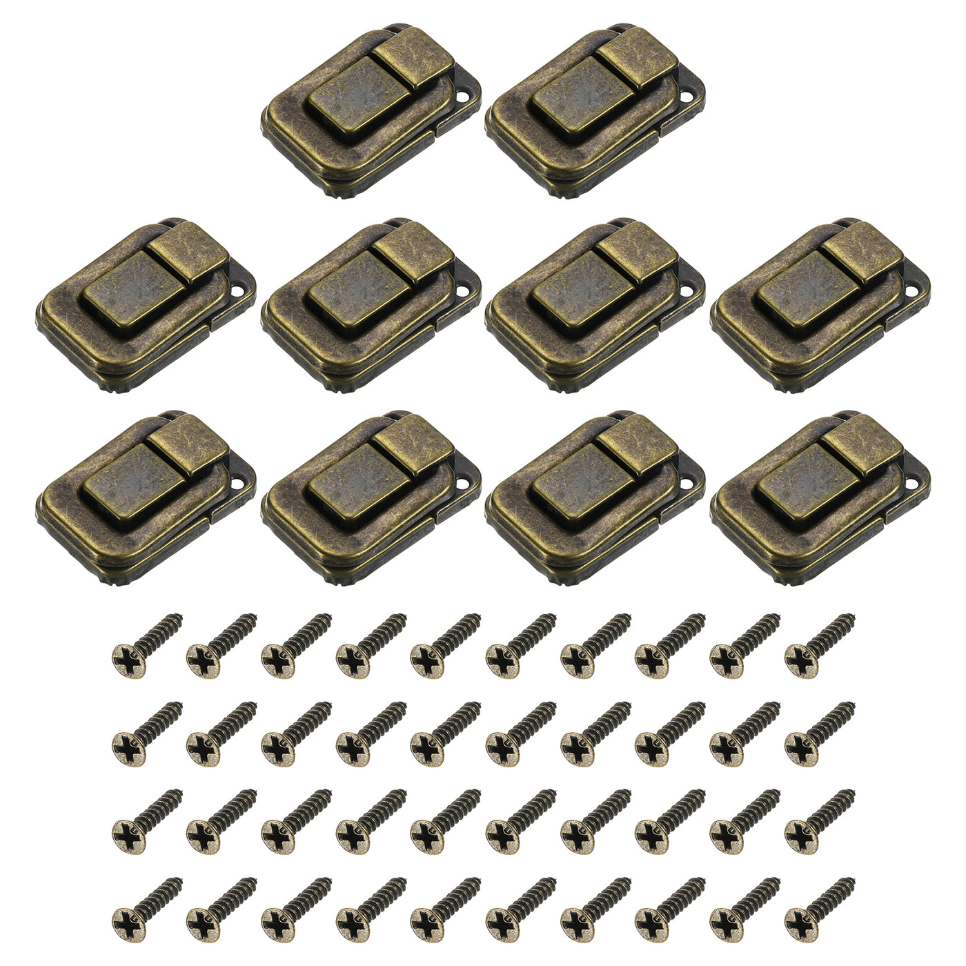 uxcell Uxcell 10Pcs 1.89" x 1.26" Iron Toggle Catch Lock for Box Wooden Case Toolbox, Bronze