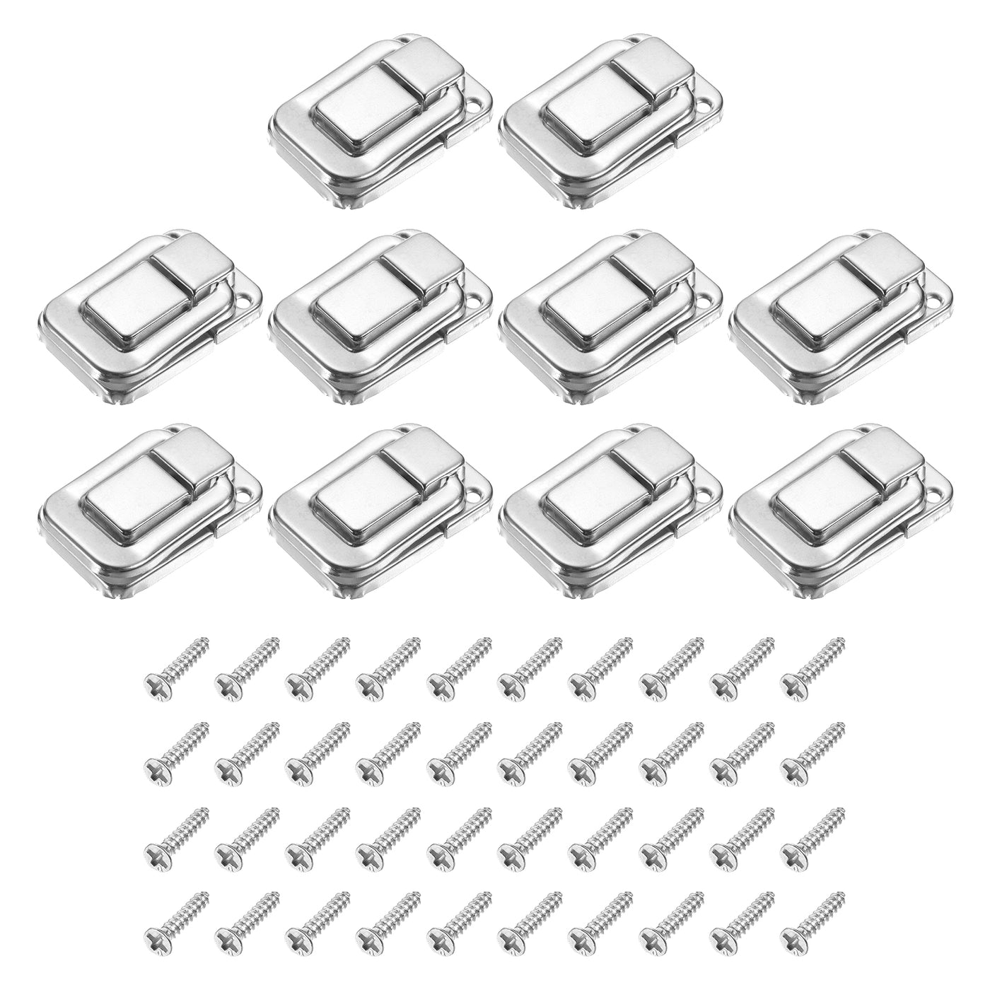 uxcell Uxcell 10Pcs 1.89" x 1.26" Iron Toggle Catch Lock for Box Wooden Case Toolbox, Silver