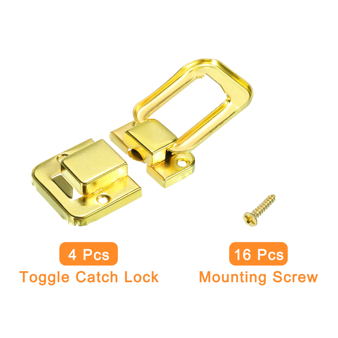 uxcell Uxcell 4Pcs 1.89" x 1.26" Iron Toggle Catch Lock for Box Wooden Case Toolbox, Gold