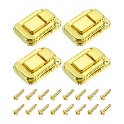 Harfington Uxcell 4Pcs 1.89" x 1.26" Iron Toggle Catch Lock for Box Wooden Case Toolbox, Gold