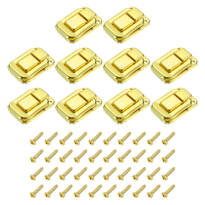 Harfington Uxcell 10Pcs 1.89" x 1.26" Iron Toggle Catch Lock for Box Wooden Case Toolbox, Gold