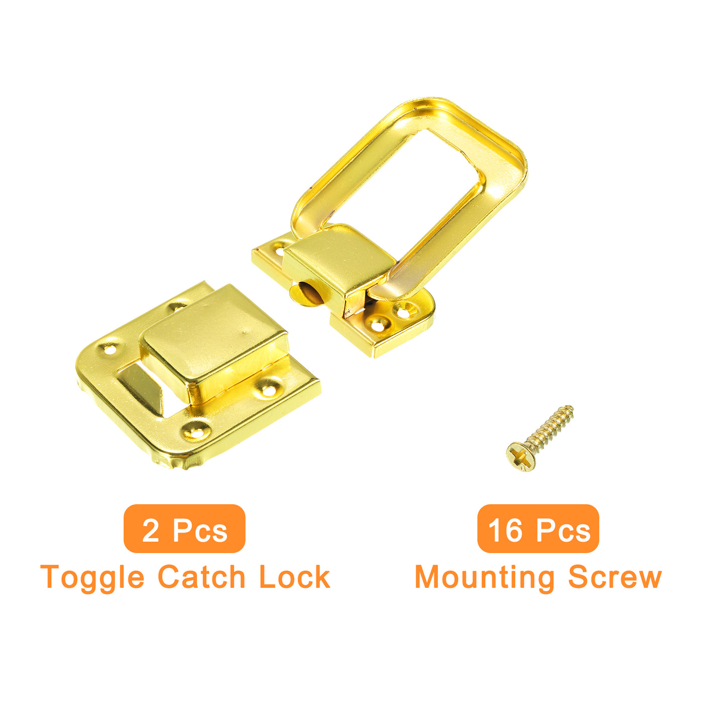 uxcell Uxcell 2Pcs 3.15" x 2.17" Iron Toggle Catch Lock for Box Wooden Case Toolbox, Gold