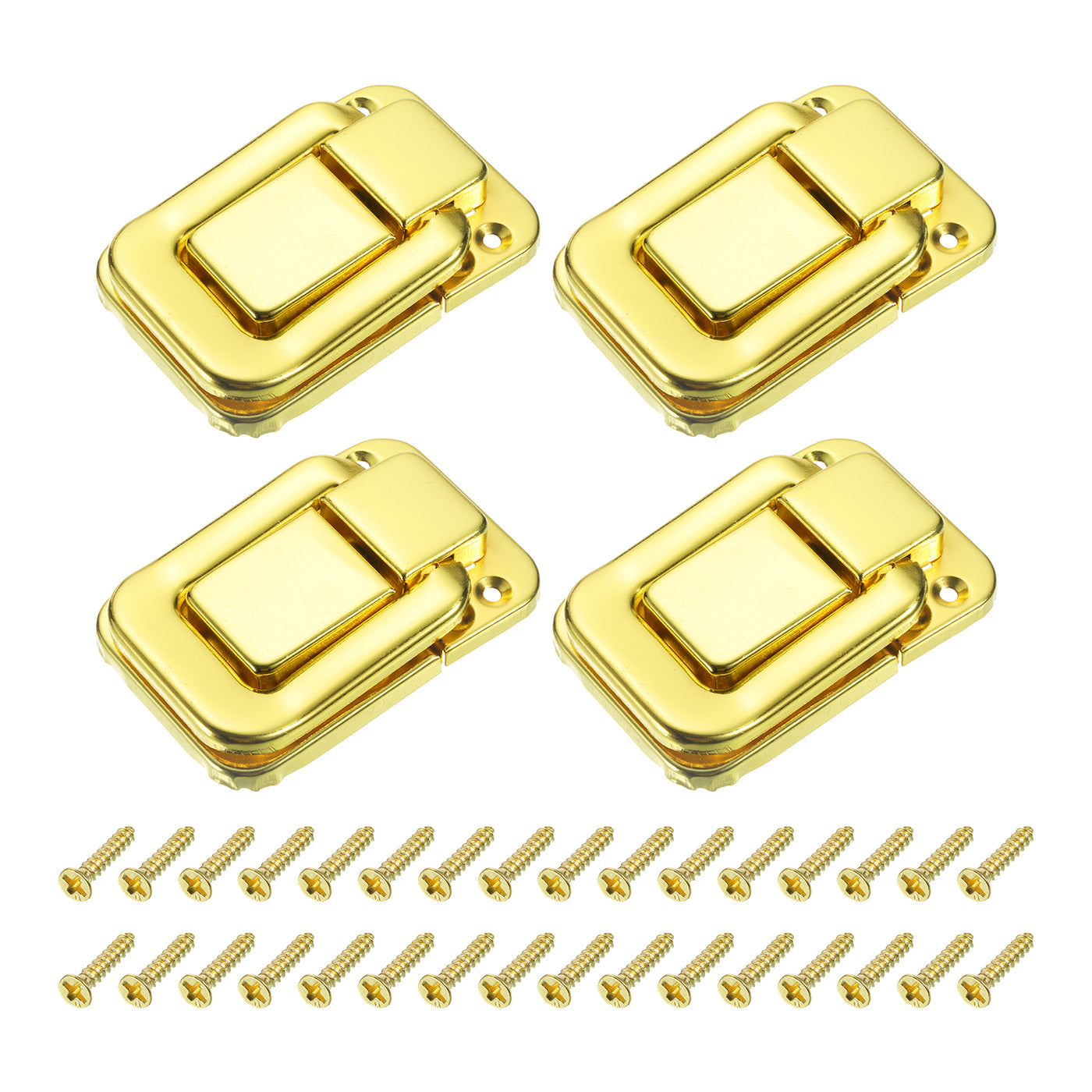 uxcell Uxcell 4Pcs 3.15" x 2.17" Iron Toggle Catch Lock for Box Wooden Case Toolbox, Gold