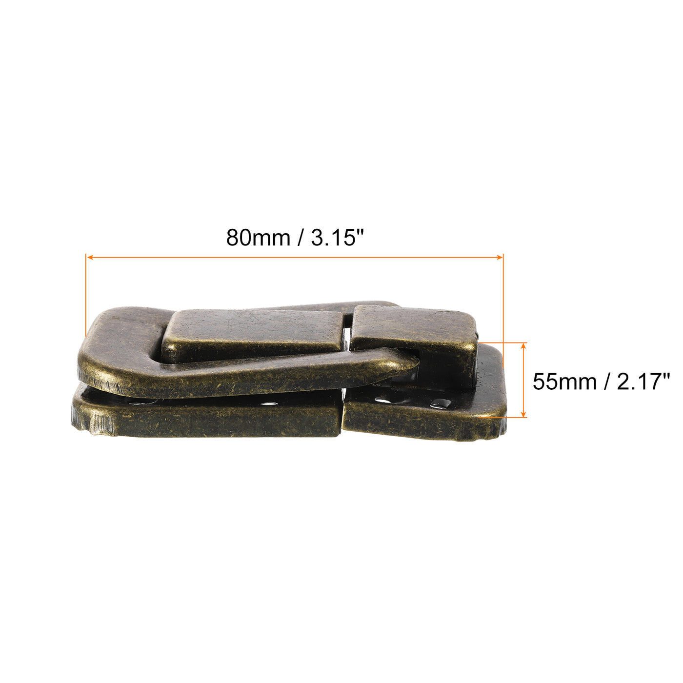 uxcell Uxcell 2Pcs 3.15" x 2.17" Iron Toggle Catch Lock for Box Wooden Case Toolbox, Bronze