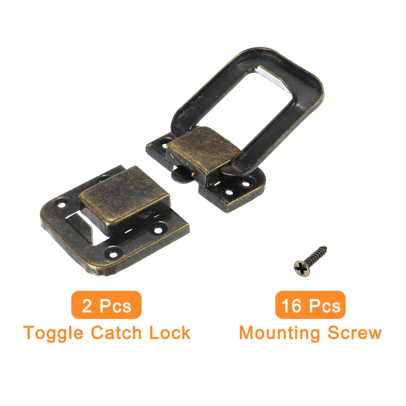 uxcell Uxcell 2Pcs 3.15" x 2.17" Iron Toggle Catch Lock for Box Wooden Case Toolbox, Bronze