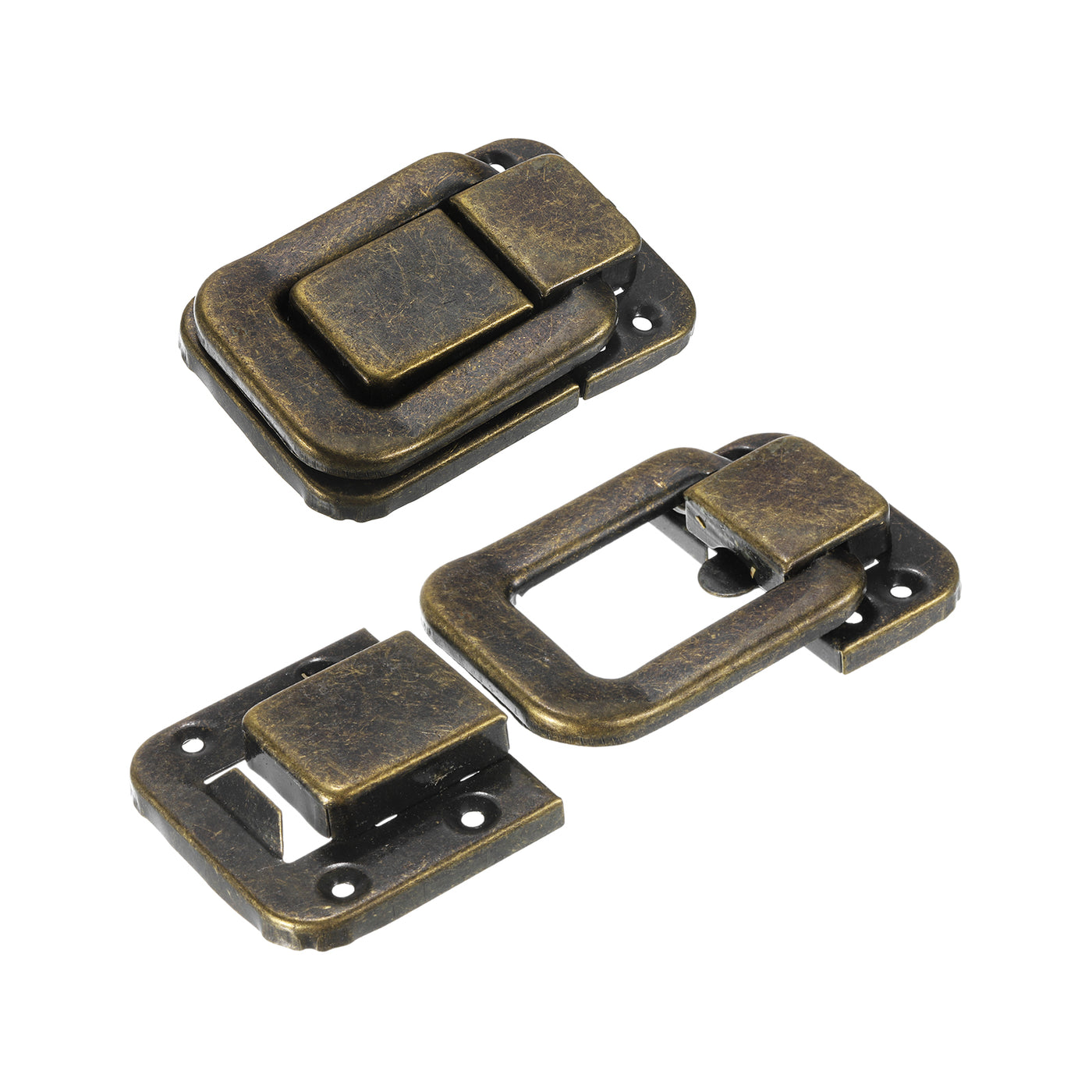 uxcell Uxcell 2Pcs 3.15" x 2.17" Iron Toggle Catch Lock for Box Wooden Case Toolbox, Bronze