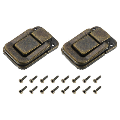 Harfington Uxcell 2Pcs 3.15" x 2.17" Iron Toggle Catch Lock for Box Wooden Case Toolbox, Bronze