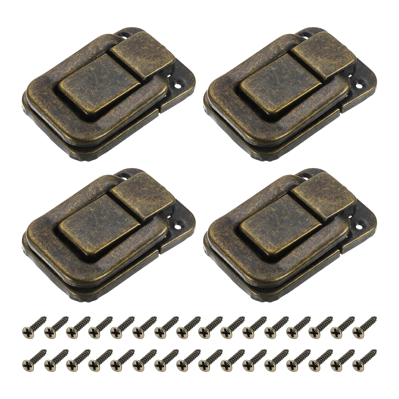 uxcell Uxcell 4Pcs 3.15" x 2.17" Iron Toggle Catch Lock for Box Wooden Case Toolbox, Bronze