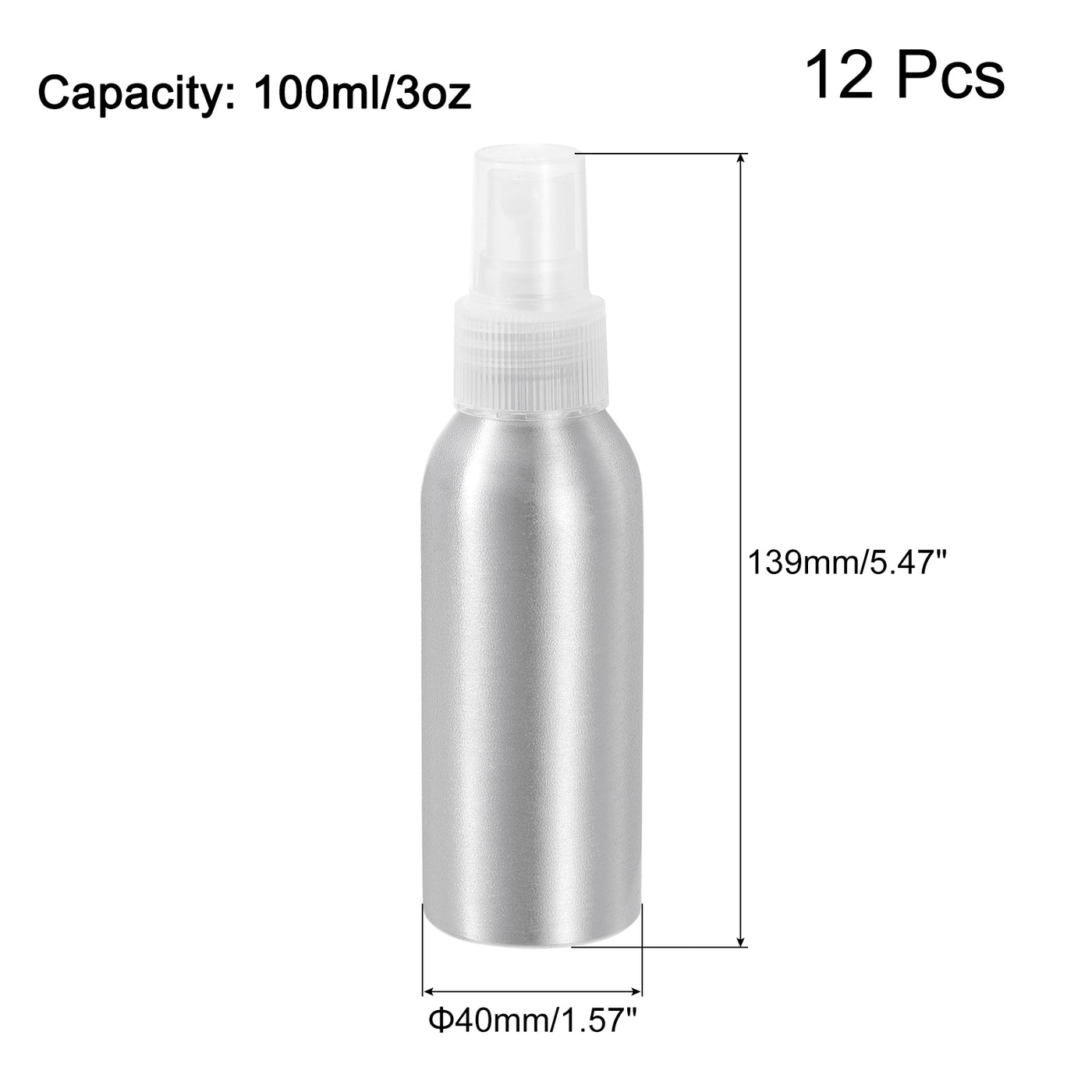 uxcell Uxcell 12pcs 100ml/3oz Aluminium Spray Bottle with Clear Fine Mist Sprayer