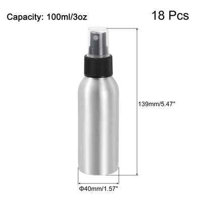 Harfington Uxcell 18pcs 100ml/3oz Aluminium Spray Bottle with Black Fine Mist Sprayer