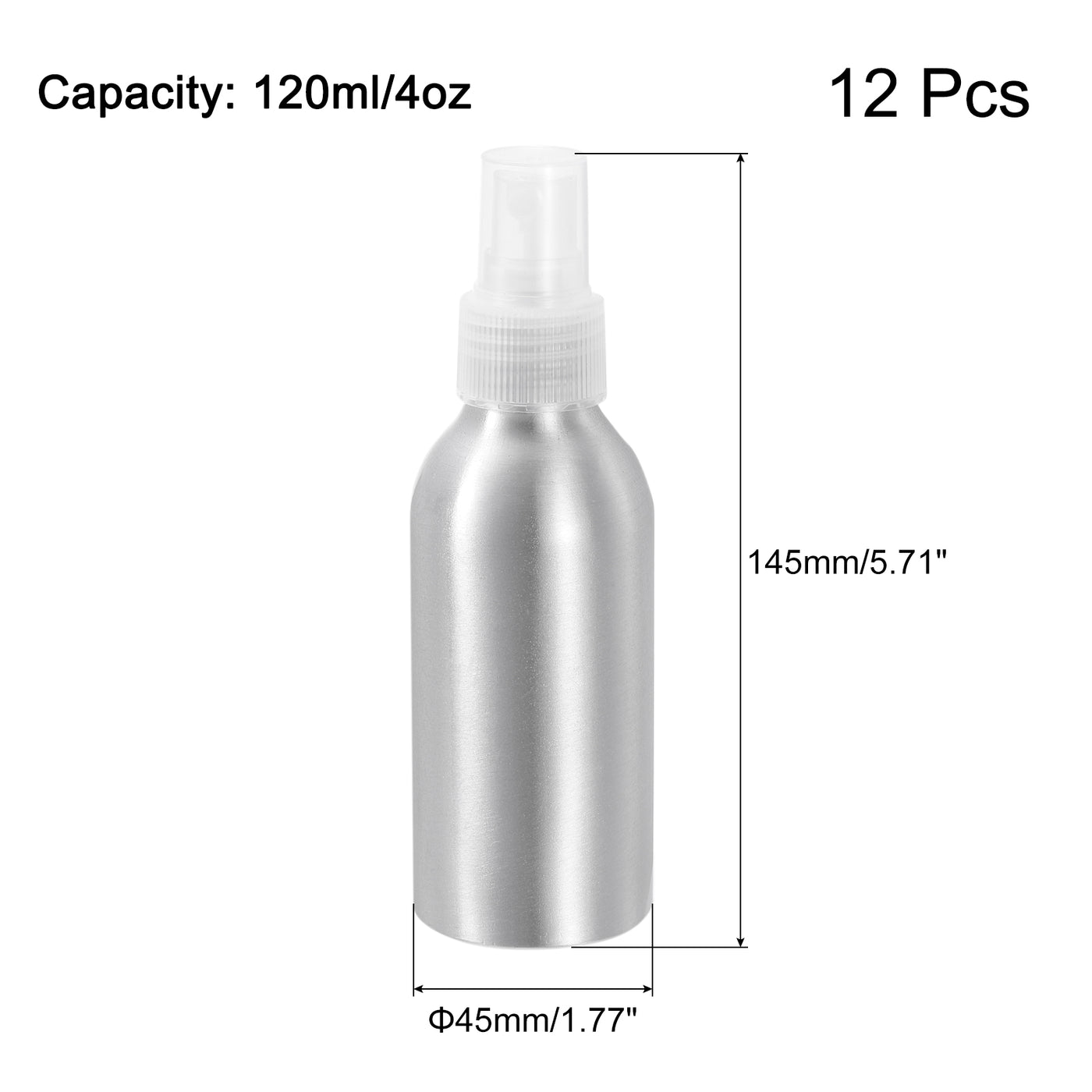 uxcell Uxcell 12pcs 120ml/4oz Aluminium Spray Bottle with Clear Fine Mist Sprayer