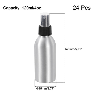 Harfington Uxcell 24pcs 120ml/4oz Aluminium Spray Bottle with Black Fine Mist Sprayer