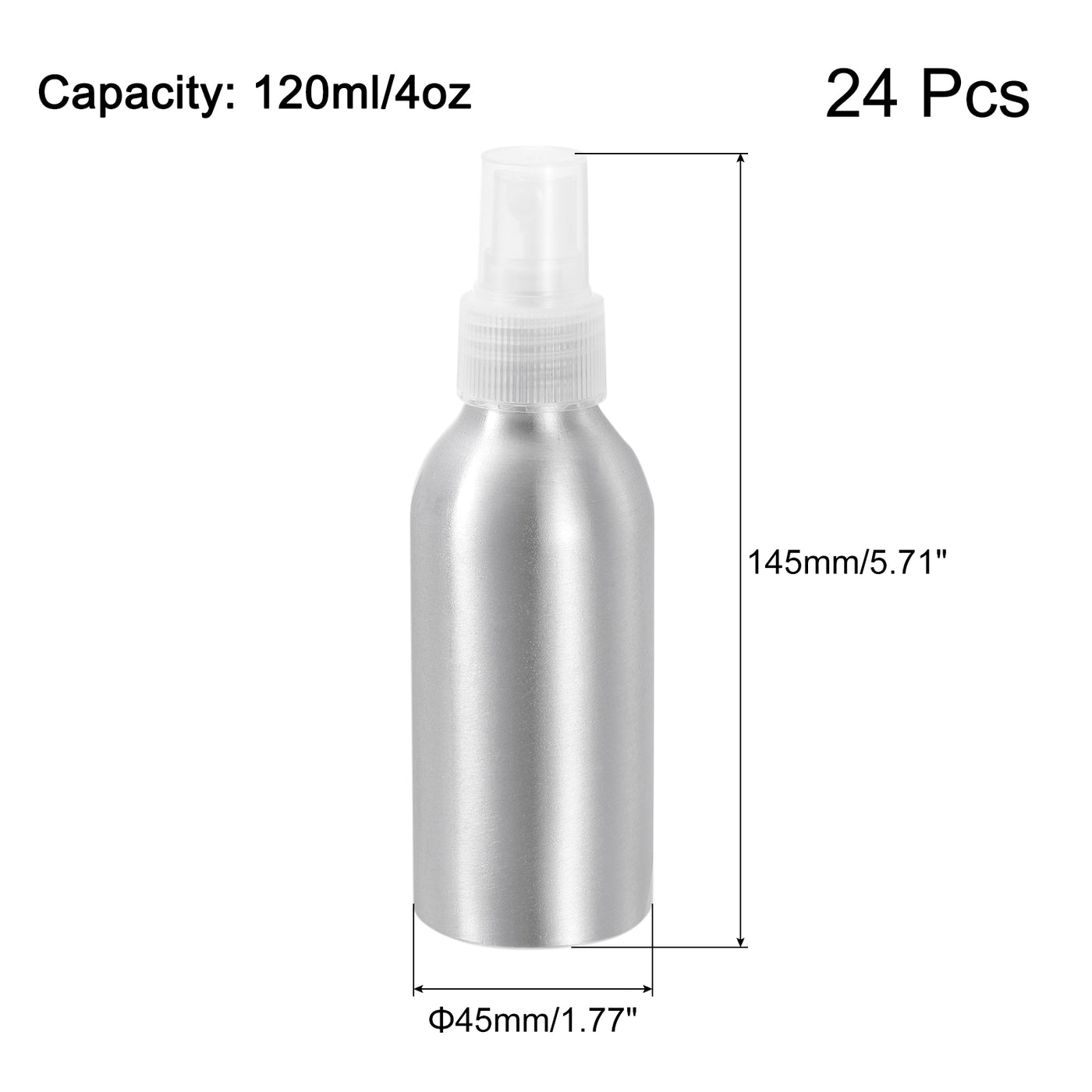 uxcell Uxcell 24pcs 120ml/4oz Aluminium Spray Bottle with Clear Fine Mist Sprayer