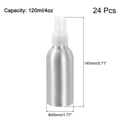 Harfington Uxcell 24pcs 120ml/4oz Aluminium Spray Bottle with Clear Fine Mist Sprayer