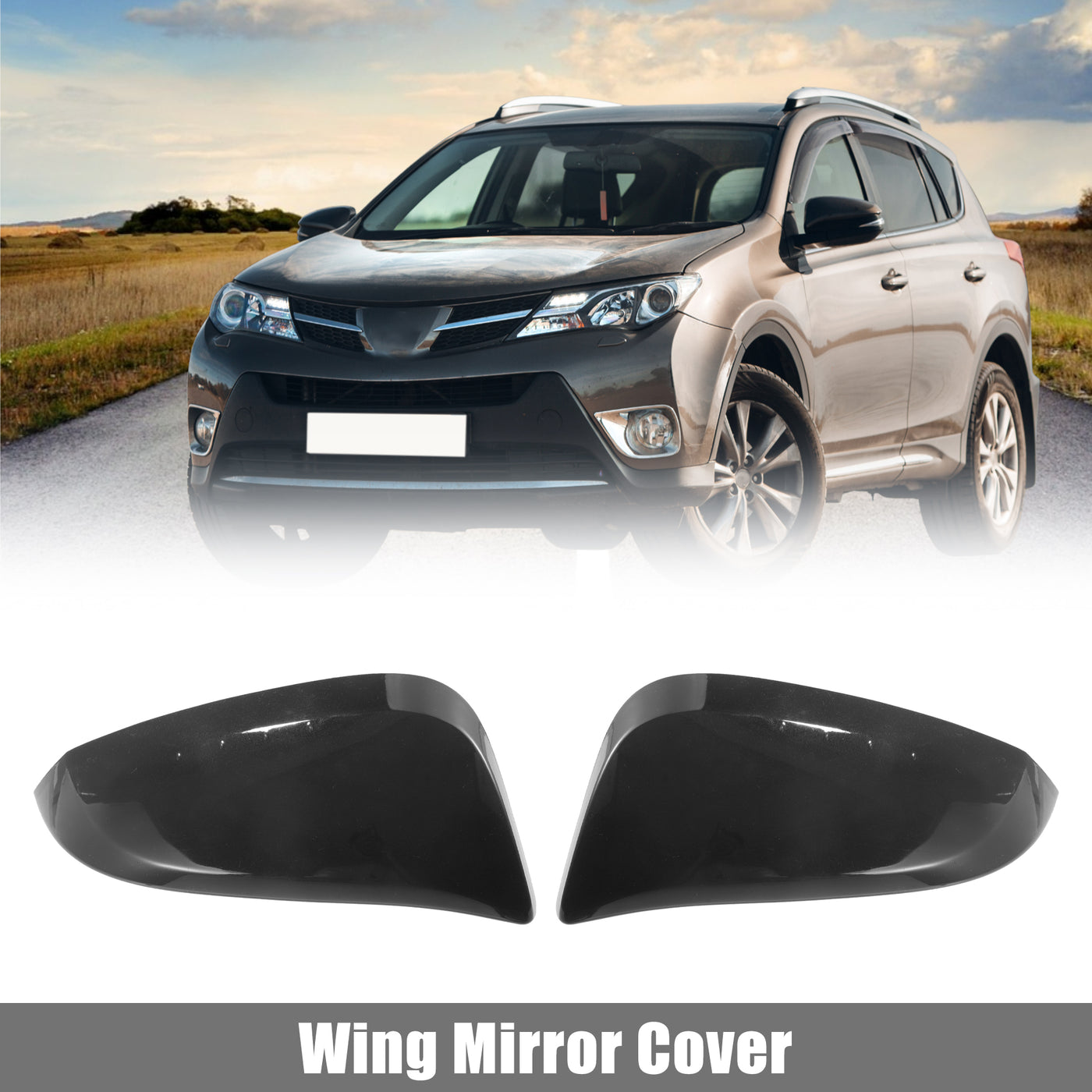 uxcell Uxcell Black 1 Pair Car Side Door Wing Mirror Cover Rear View Mirror Cap for Toyota RAV4 2013-2015 for Toyota 4Runner 2014-2023