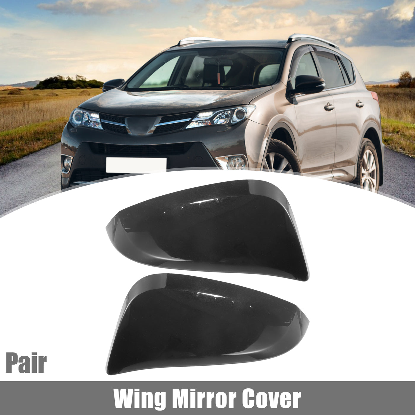 uxcell Uxcell Black 1 Pair Car Side Door Wing Mirror Cover Rear View Mirror Cap for Toyota RAV4 2013-2015 for Toyota 4Runner 2014-2023