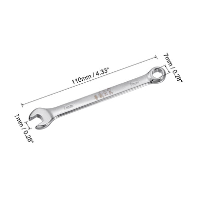 Harfington Uxcell Metric 7mm 12-Point Box Open End Combination Wrench Chrome Finish, Cr-V