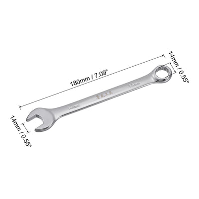 Harfington Uxcell Metric 14mm 12-Point Box Open End Combination Wrench Chrome Finish, Cr-V