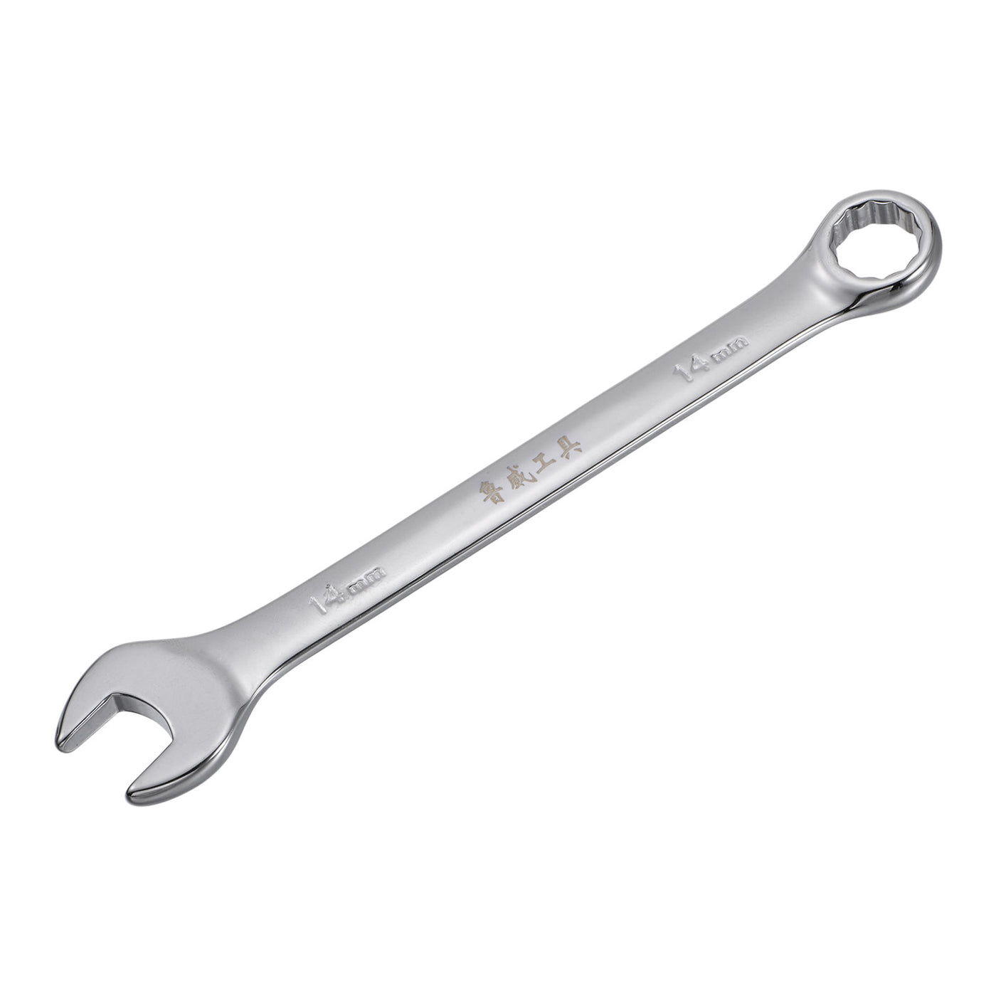 uxcell Uxcell Metric 14mm 12-Point Box Open End Combination Wrench Chrome Finish, Cr-V