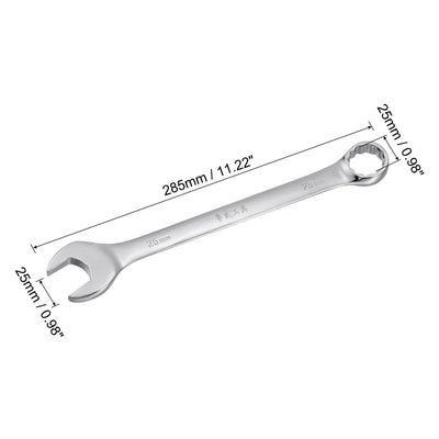 Harfington Uxcell Metrischer 25mm 12-Punkt-Box-Offen-End-Kombinationsschlüssel, Chrom-Finish, Cr-V