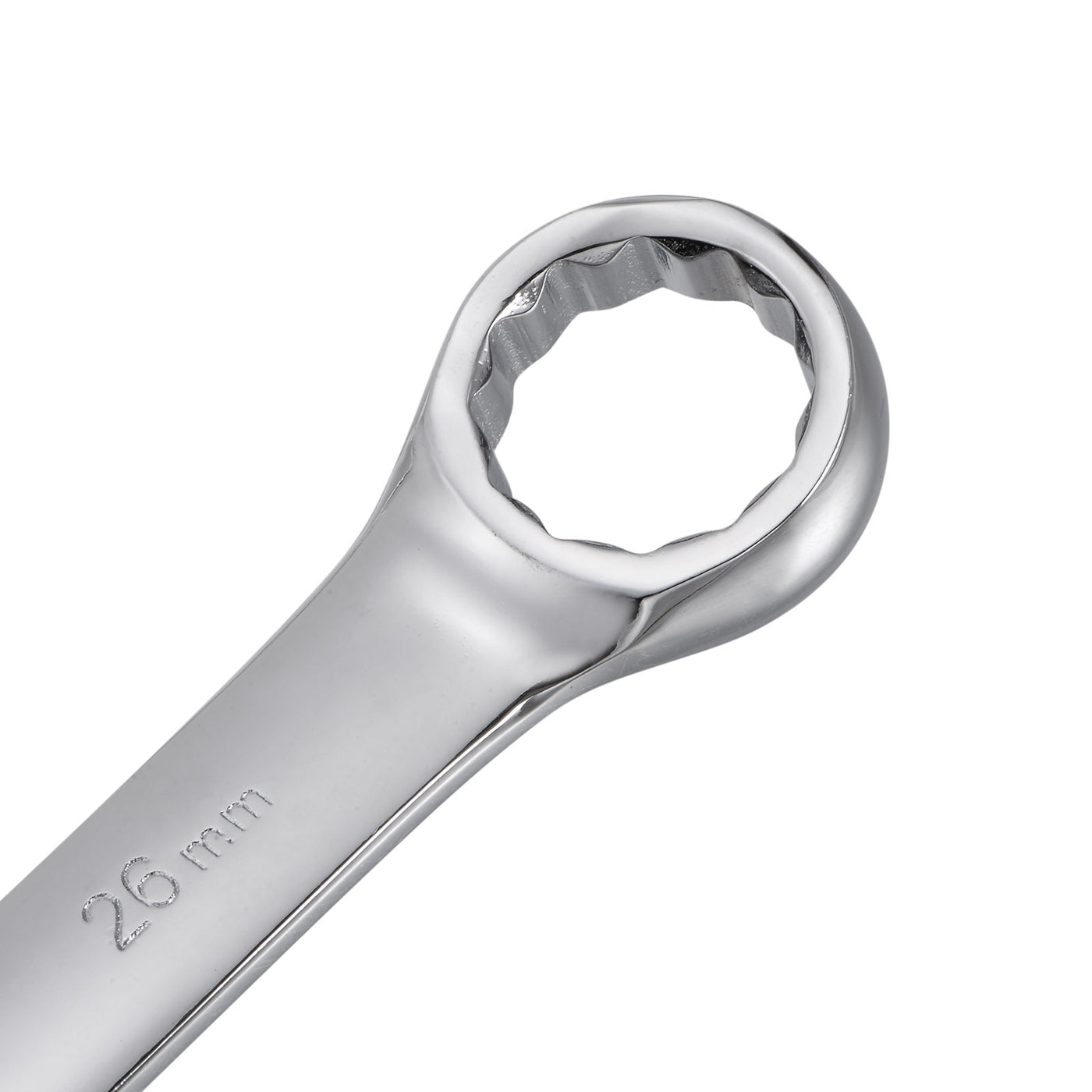 uxcell Uxcell Metric 26mm 12-Point Box Open End Combination Wrench Chrome Finish, Cr-V