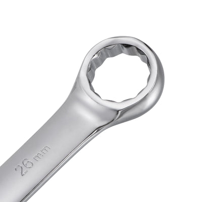 Harfington Uxcell Metric 26mm 12-Point Box Open End Combination Wrench Chrome Finish, Cr-V