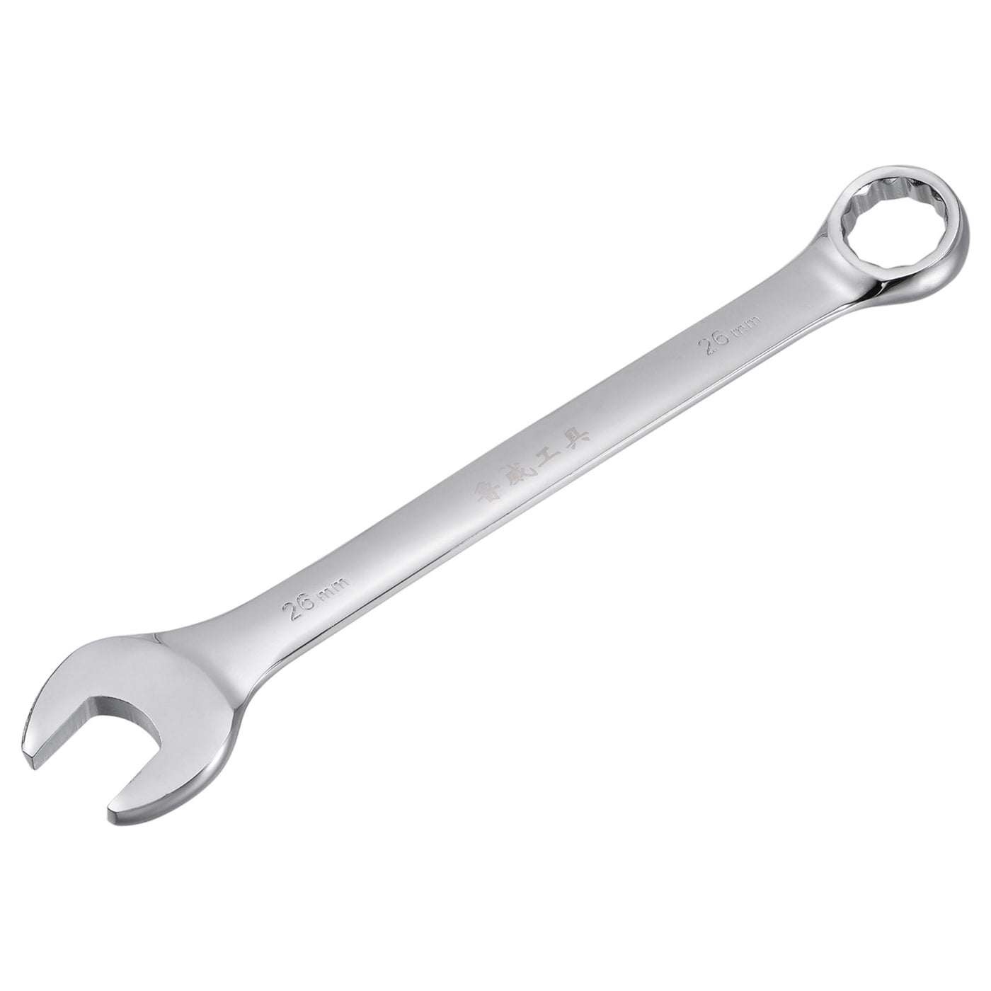 uxcell Uxcell Metric 26mm 12-Point Box Open End Combination Wrench Chrome Finish, Cr-V