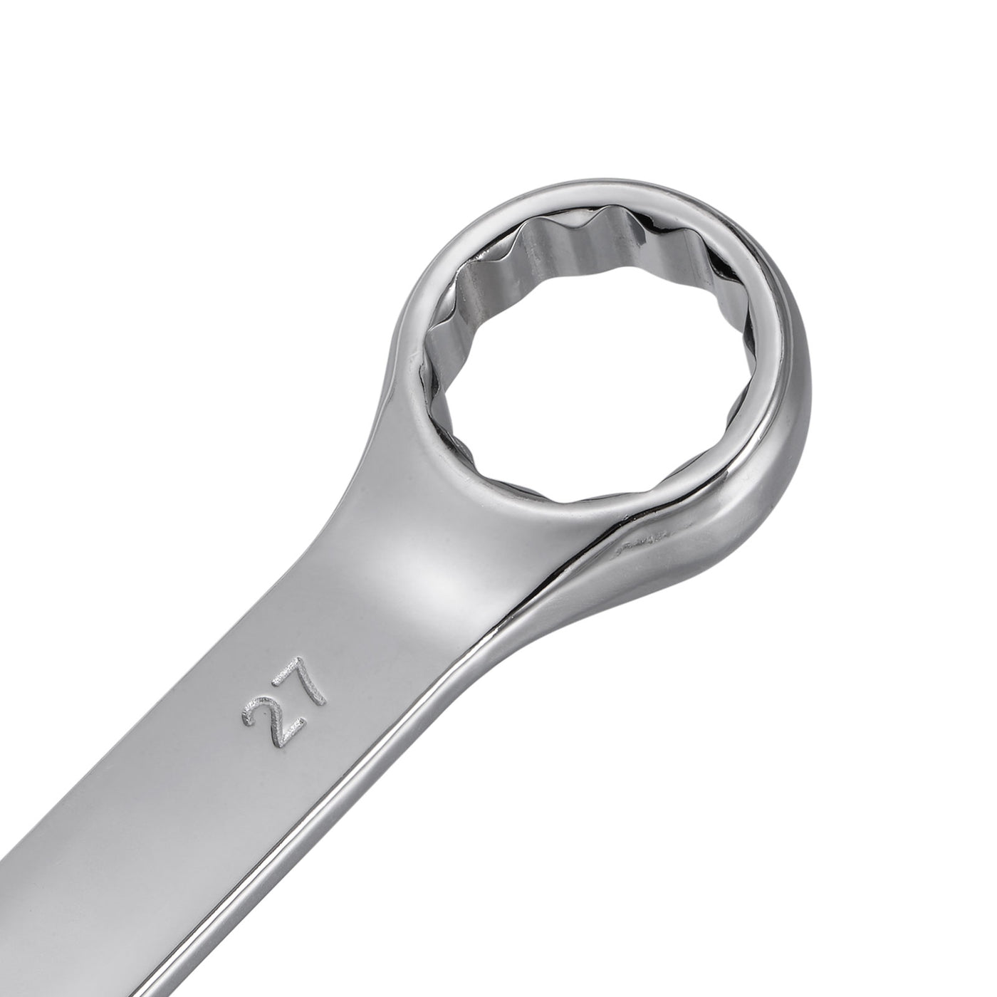 uxcell Uxcell Metric 27mm 12-Point Box Open End Combination Wrench Chrome Finish, Cr-V