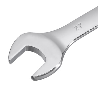 Harfington Uxcell Metric 27mm 12-Point Box Open End Combination Wrench Chrome Finish, Cr-V