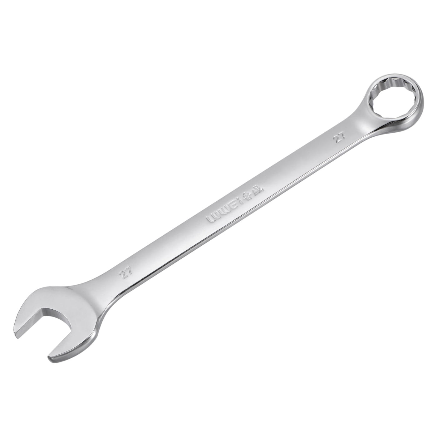 uxcell Uxcell Metric 27mm 12-Point Box Open End Combination Wrench Chrome Finish, Cr-V